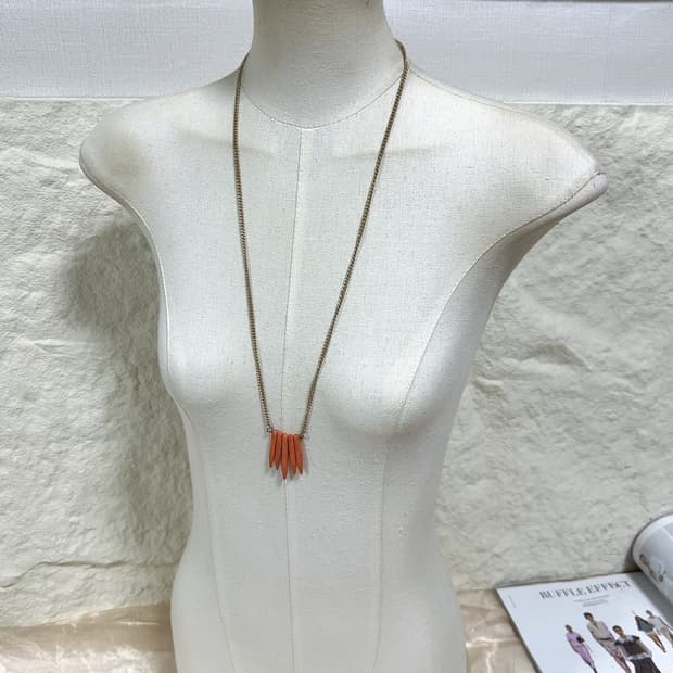 빈티지 중세 오랜지 송석 쿠바체인 목걸이