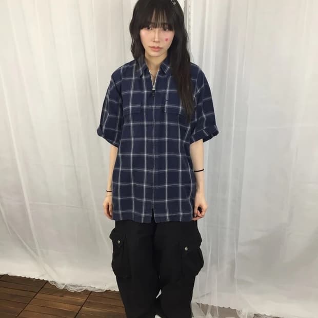 Hill Crop Check Zip Shirt