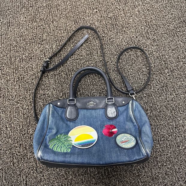 COACH 코치 여성 데님 가죽 크로스백 가방