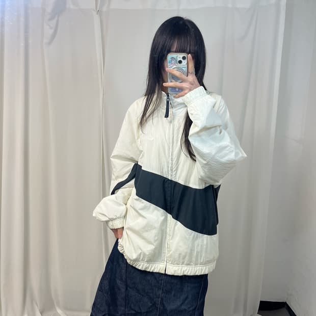 Nike big swoosh white windbreaker