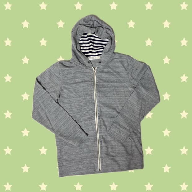 일본 빈티지 모리걸 하구미 스트라이프 후드 집업