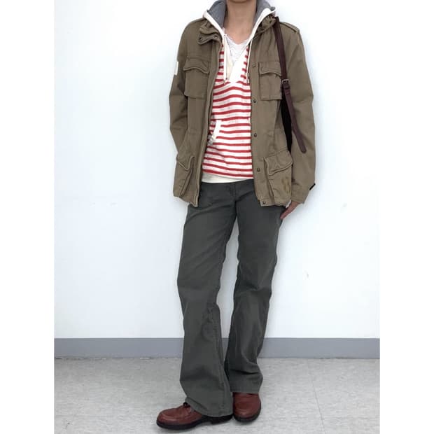 빈티지 카키 코튼 팬츠