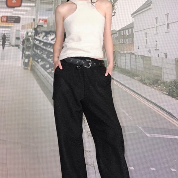 [CERRIC] 울와이드 밴딩 팬츠 블랙