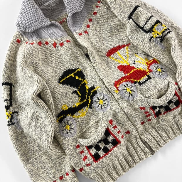 (Rare) 60s 빈티지  "Antique Autos" 코위찬 스웨터