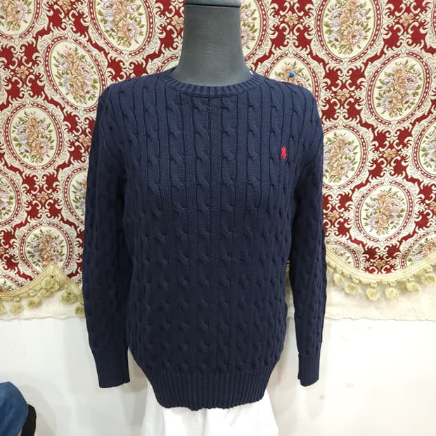 폴로 랄프로렌 네이비 꽈배기 코튼 니트
​
