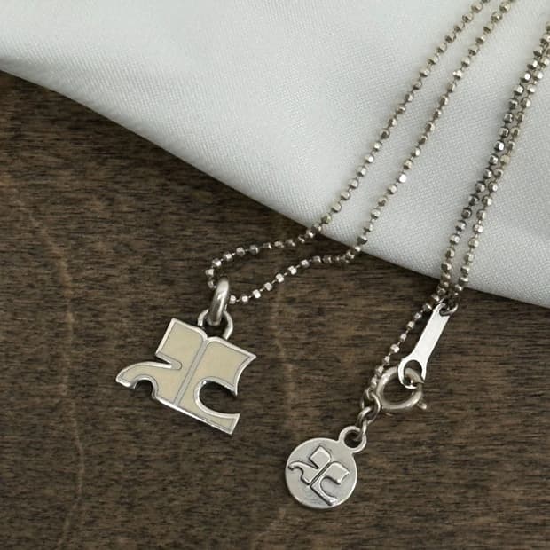 courreges / 꾸레쥬 실버 950 빅로고 목걸이 