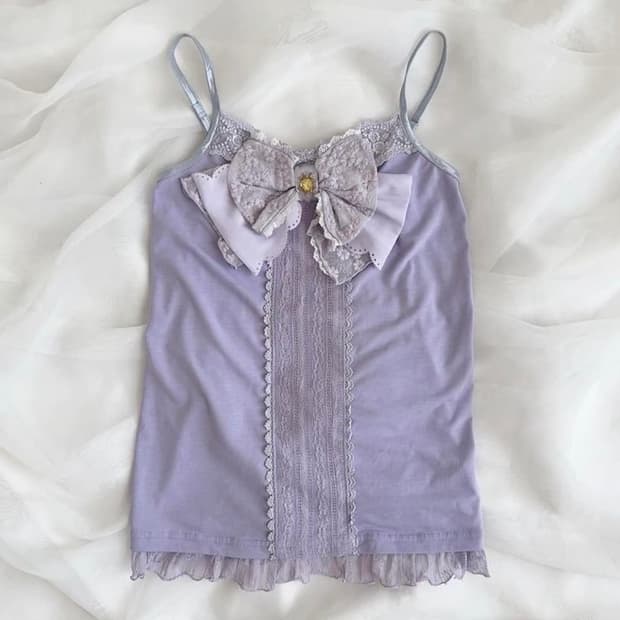 엑시즈팜 빅 리본 나시 캐미솔 슬리브리스 로걀탑 히메갸루 핀터 리즈리사