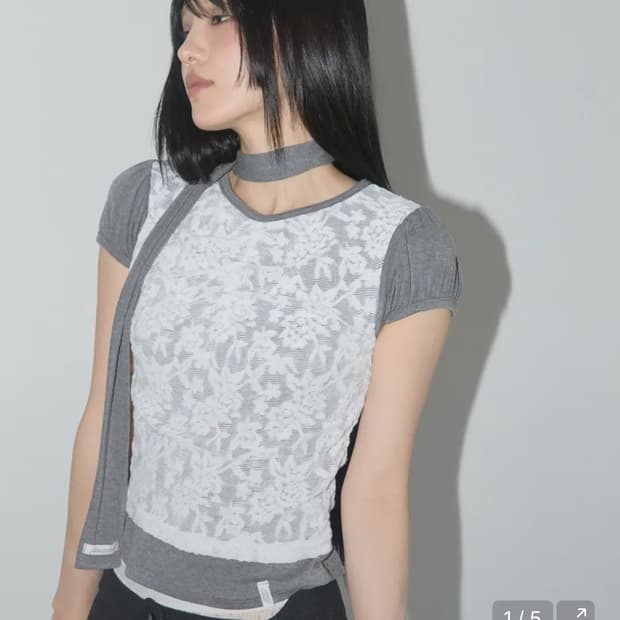 팬시클럽   레이스 셔링 탑 & 스카프