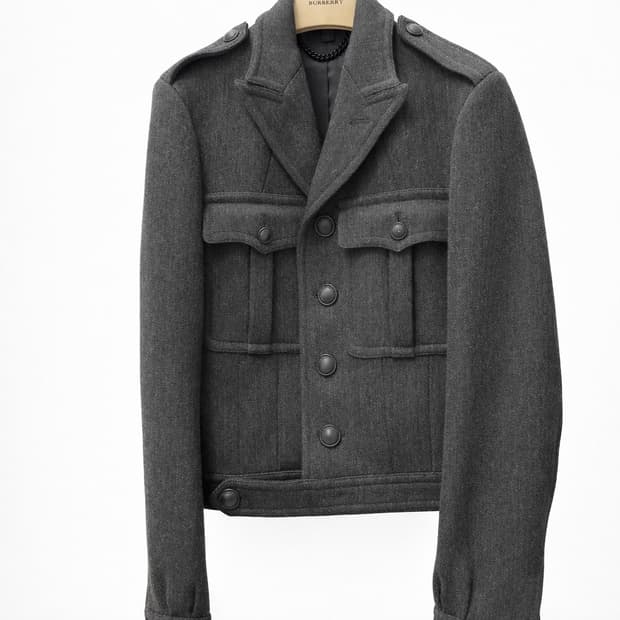 (100) 버버리프로섬 트리거 자켓 남성 다크 그레이 모직 자켓 / 솔로