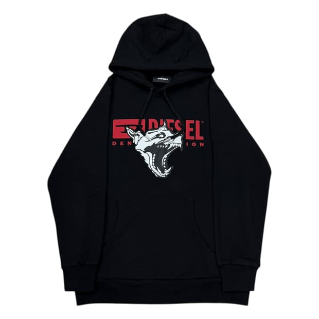 디젤 울프 스웻 후드티 블랙 M