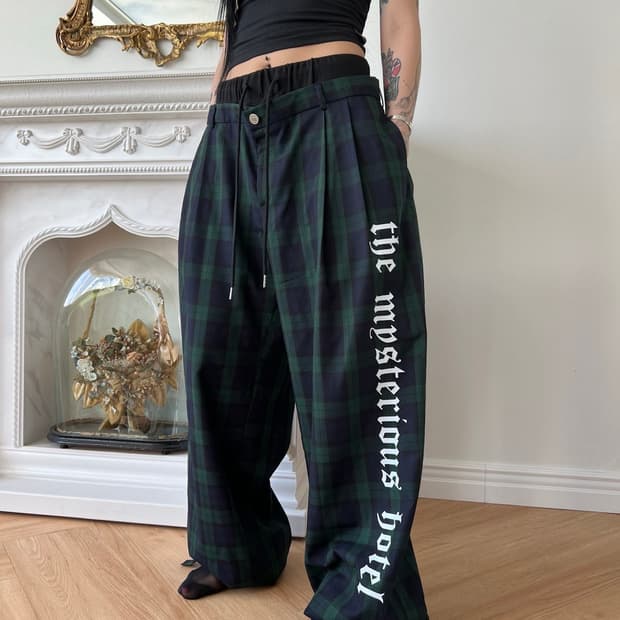 더미스테리어스호텔 체크레이어드팬츠 1사이즈