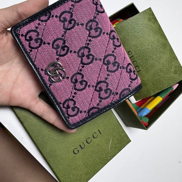 구찌 GG 마몽 핑크 카드 케이스 지갑 (풀박)