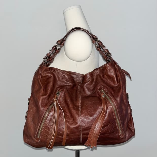📦 Y2k Old leather redbrown Shoulder Bag