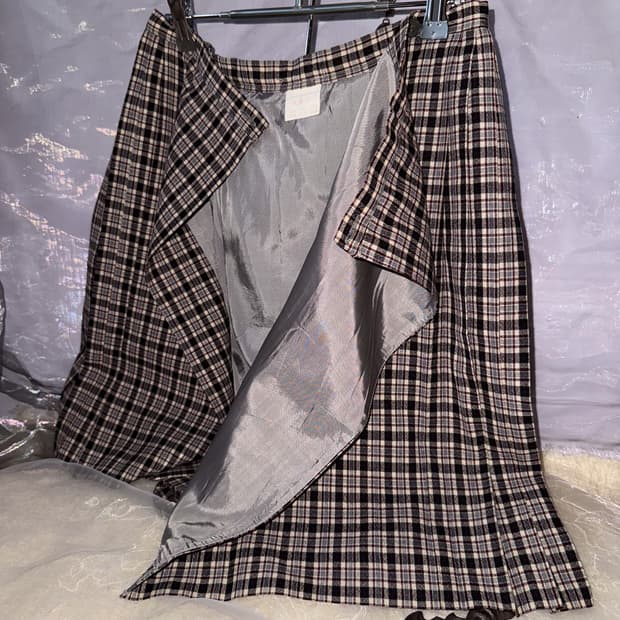 Tartan Buttoned Wrap Skirt 0138