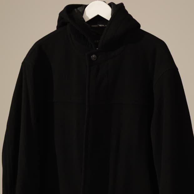 이태리 캐시미어 빈티지 울 후드 코트