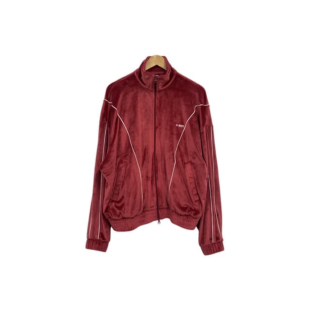 널디 엔디와이 벨루아 파이핑 벨벳 버건디 트랙 탑 져지