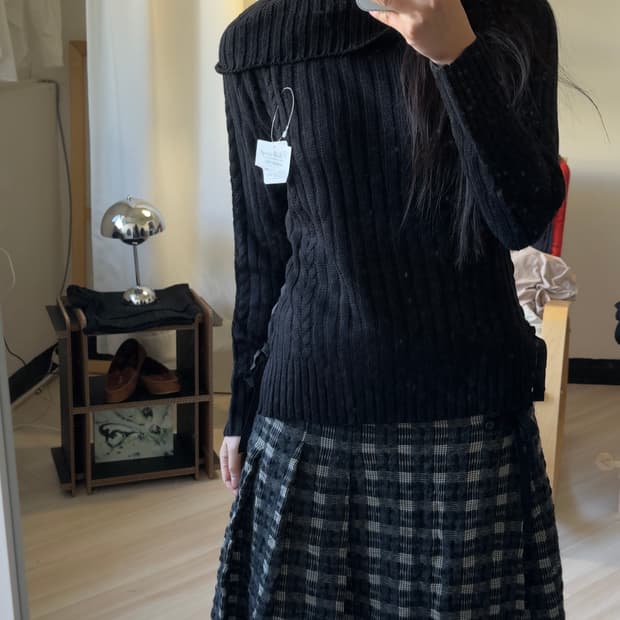 [CHILLE ANAP] Side Lace-up Knit Top