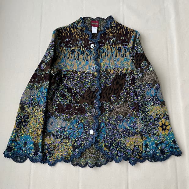 겐조 플라워 자카드 울 가디건