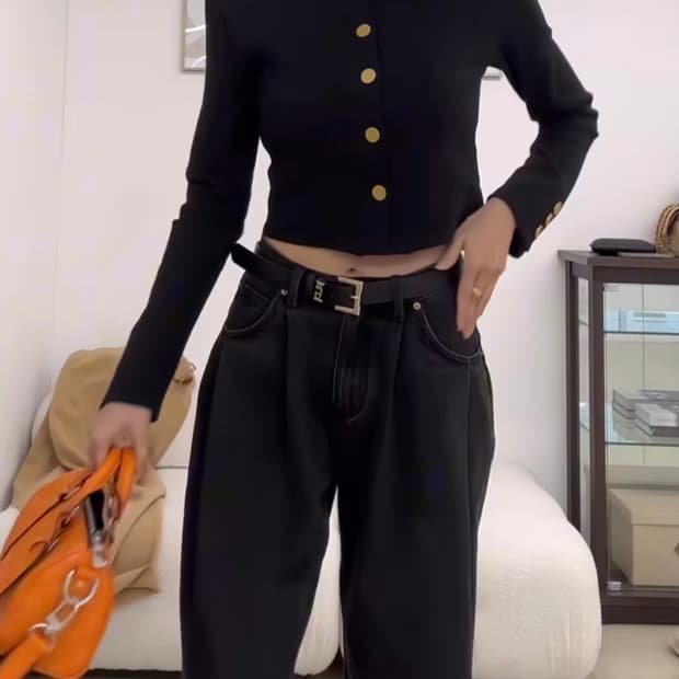 돈비레잇 투턱 와이드데님 흑청 xs