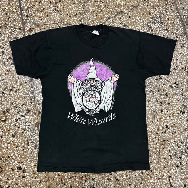 [L] 90s White Wizard 싱글스티치 티셔츠
