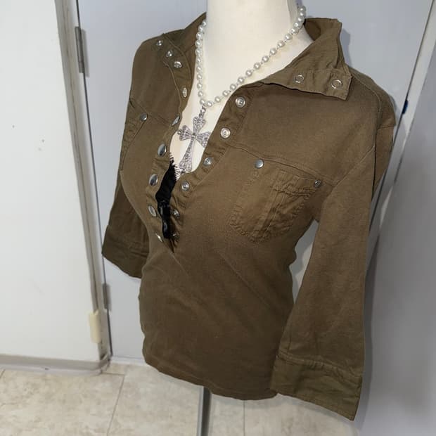 Y2K 포켓 단추 7부티 