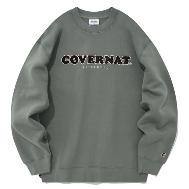 [새상품] XL) 커버낫 부클 쿠퍼 로고 기모 맨투맨