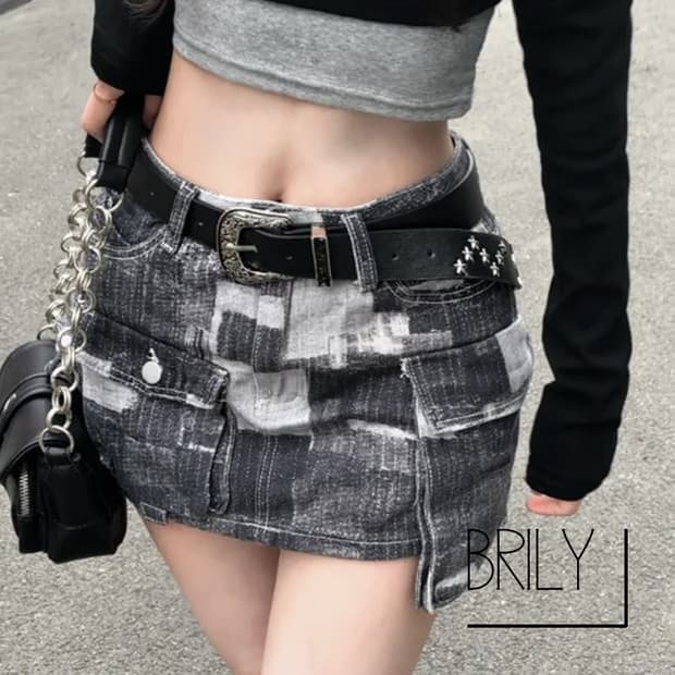 [Unisex] BAD 별 스터드 클래식 웨스턴 y2k 벨트 블랙
