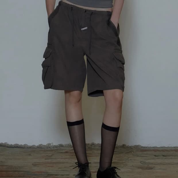 스컬프터 Twill Cargo Half Pants Charcoal