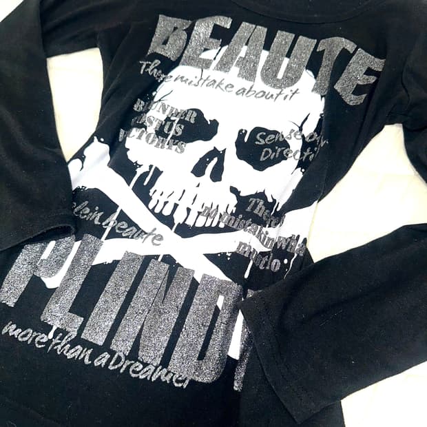 y2k 펑크 고스 해골 긴팔티 롱슬리브