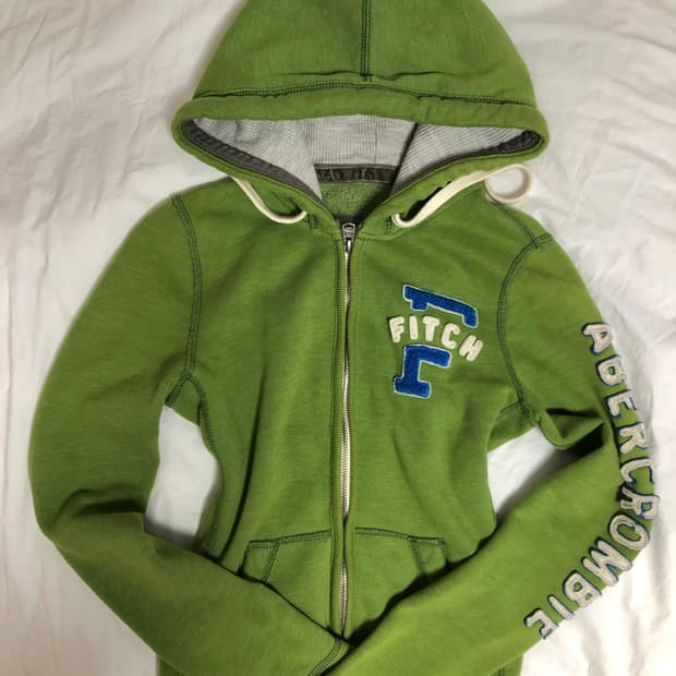 아베크롬비 y2k 딱붙핏 슬림 연두 후집 후드집업