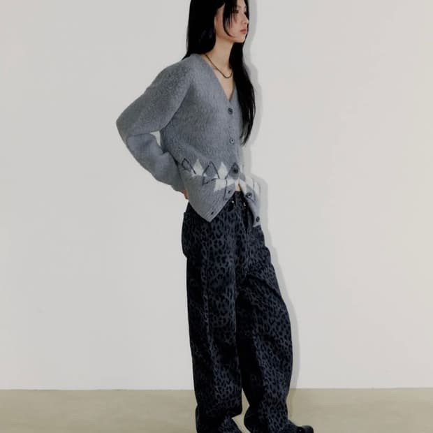 오피쉬 와이드 레오파드 팬츠 / 차콜 2size