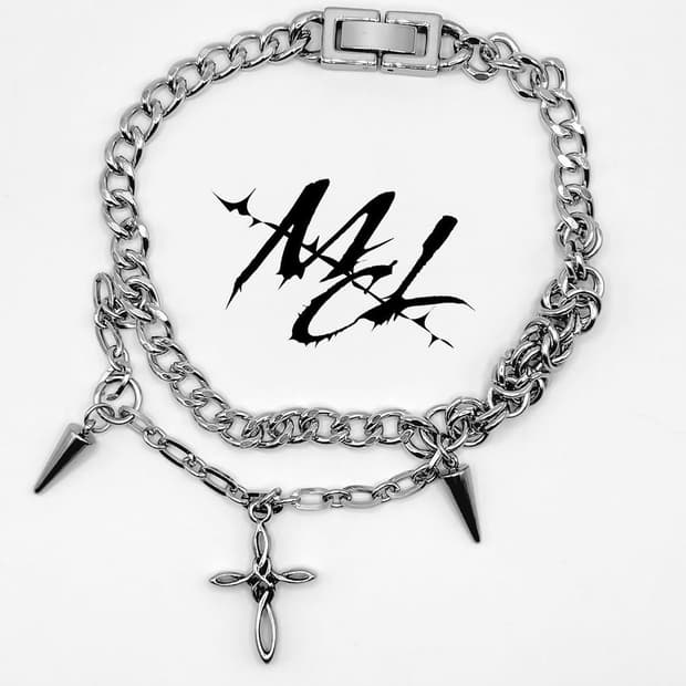 punk teeth cross bracelet