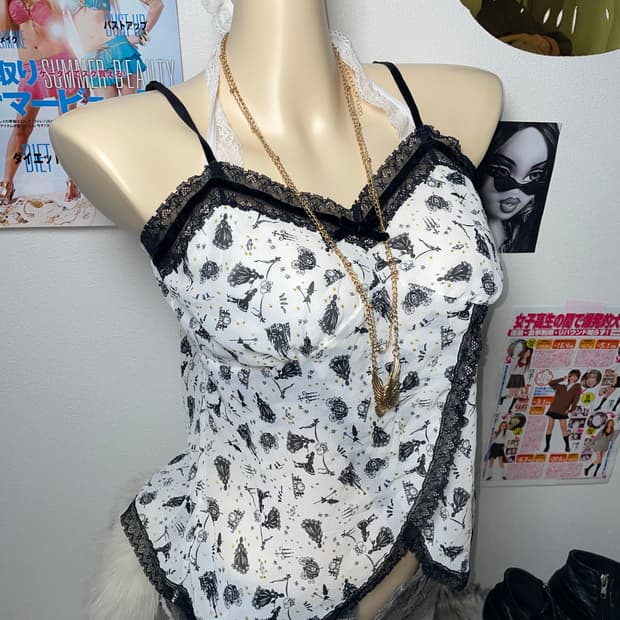 안나수이st 갸루 레이스 나시 슬리브리스 탑