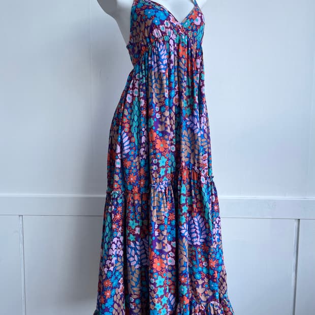 Akualani 바이올렛 플로럴 롱 원피스