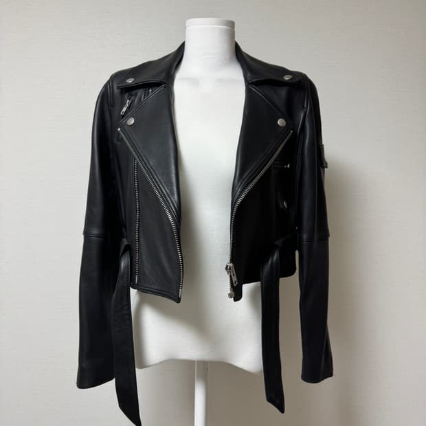 H&M) 천연 양가죽 라이더 자켓