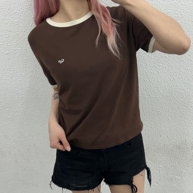 게스 미니로고 초코맛 링거 티 L