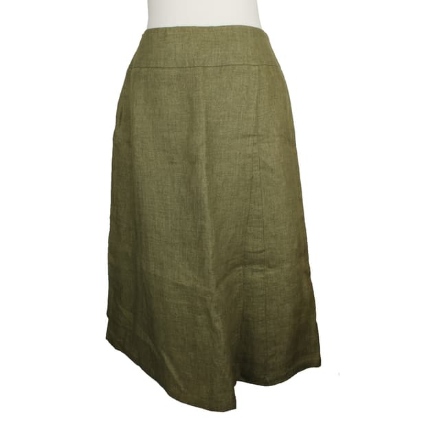 막스마라 카키그린 린넨 랩 스커트(38)