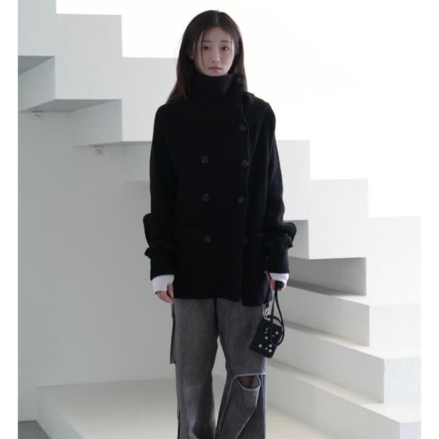 인앤양인하모니 더블 버튼 가디건 블랙