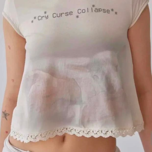 새제품 | 스컬프터 lace crop baby tee