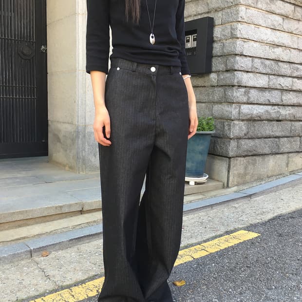 미엔느 mienne 마르 헤링본 와이드팬츠