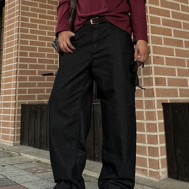 S,M) 헤링본 스트라이프 팬츠 