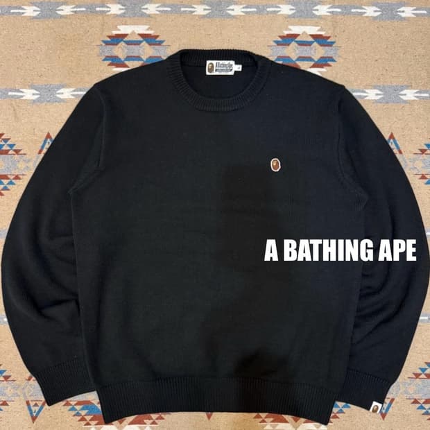 [XL][100] 베이프 원포인트 니트 블랙