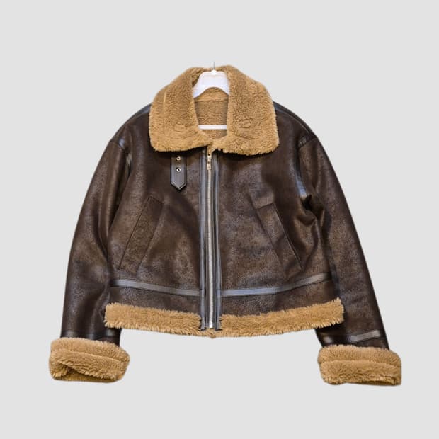 여성-S 워싱브라운 무스탕자켓 