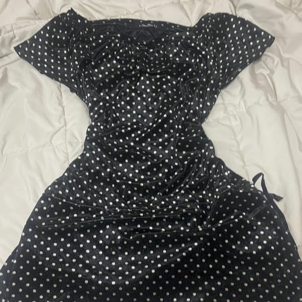 빈티지 도트 땡땡이 미니 벨벳 원피스 chouchou