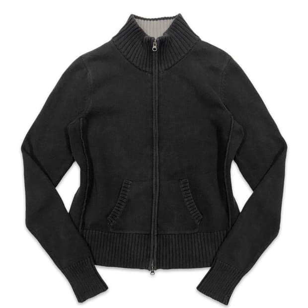 빈티지 Giordano 블랙 니트 집업