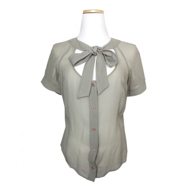 폴 스미스 그린그레이 블랙라벨 실크 블라우스 44