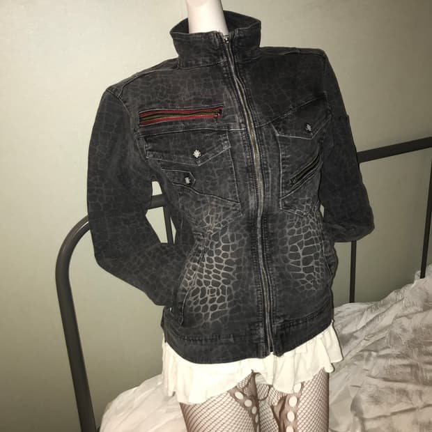 jpn Vintage 악어패턴 고스펑크 바이커 워크자켓