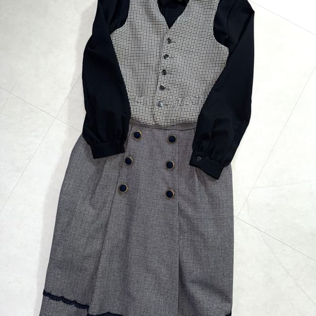 긱시크 코디셋 / 코디세트 / 조끼 / 원피스 / 셔링원피스