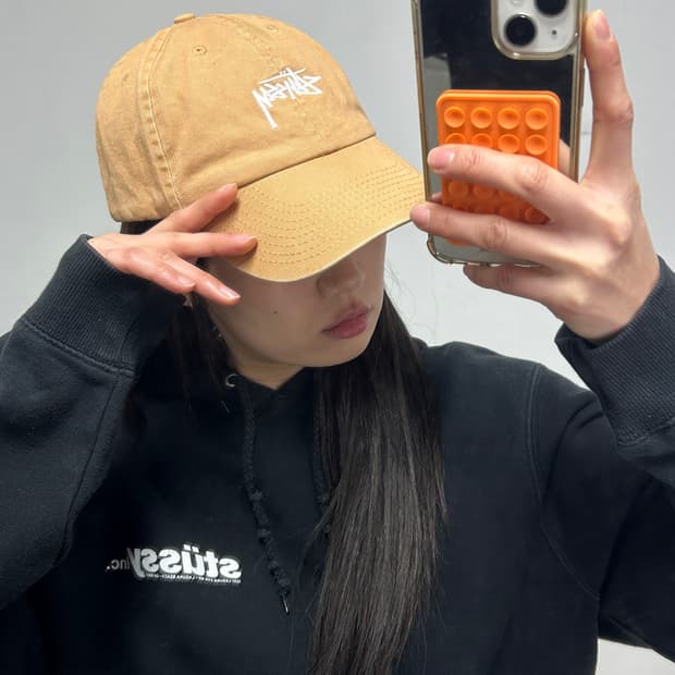 스투시 스탁로고 볼캡 카멜