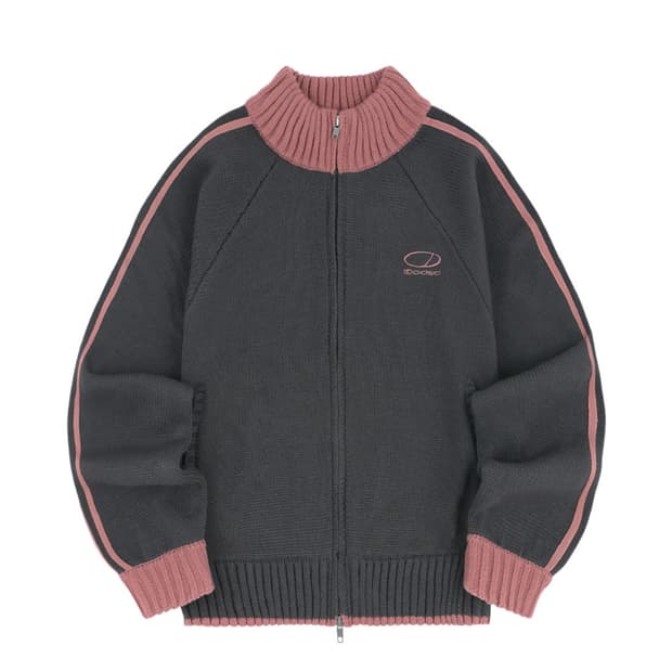 오드스튜디오 세미크롭 니트집업